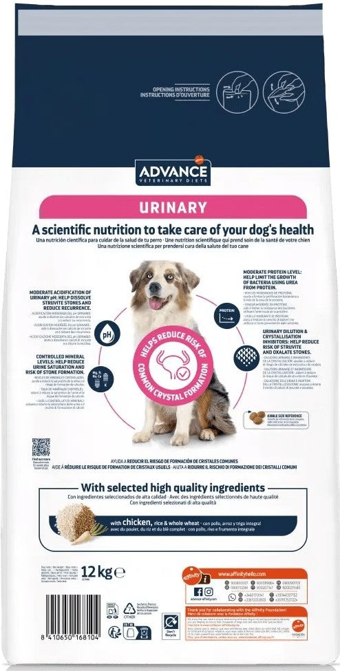 Ração Veterinária para Cão Advance Vet Dog Urinary | 12 kg