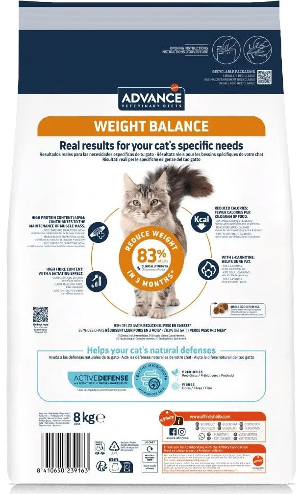 Ração Veterinária para Gatos Advance Vet Cat Weight Balance | 8 kg