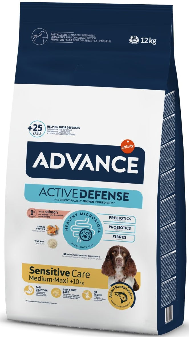Advance Dog Medium & Maxi Adult Sensitive Alimento para perros con salmón y arroz | 12 kg