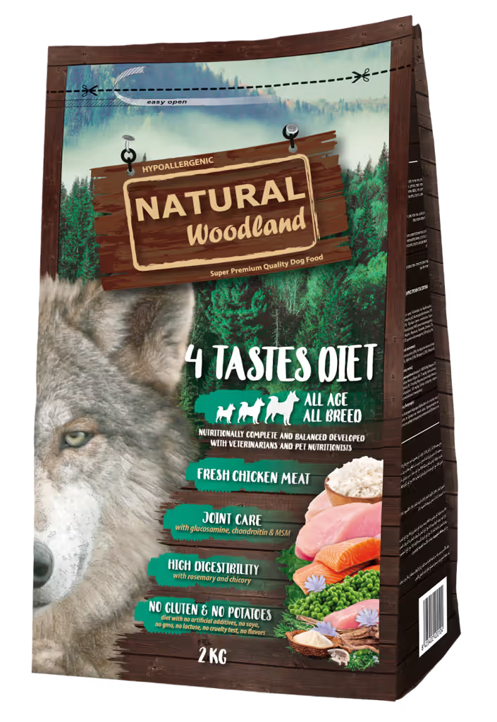 Natural Woodland 4 Tastes Diet Dog Chicken - Dry dog food for joint support