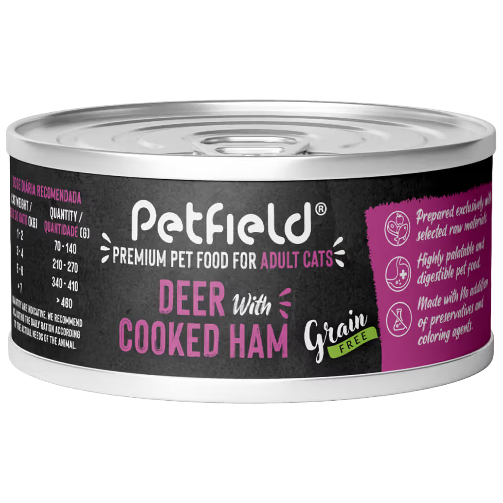 Petfield Premium Pet Food Gato Grain-Free Ciervo y Jamón Cocido - Comida húmeda para gato