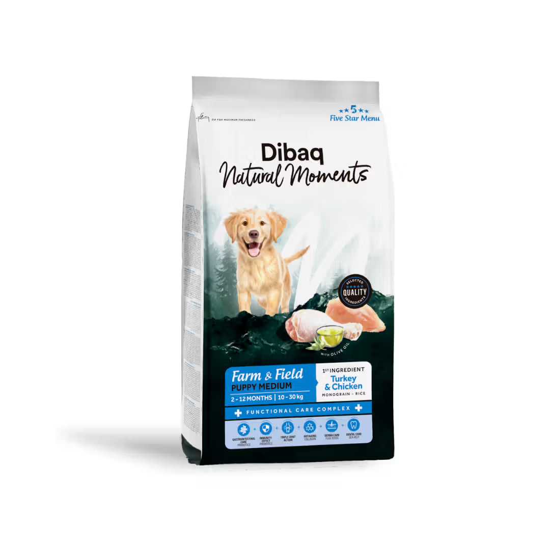 Dibaq Natural M. Medium Puppy F&F Turkey and Chicken - Dry dog food