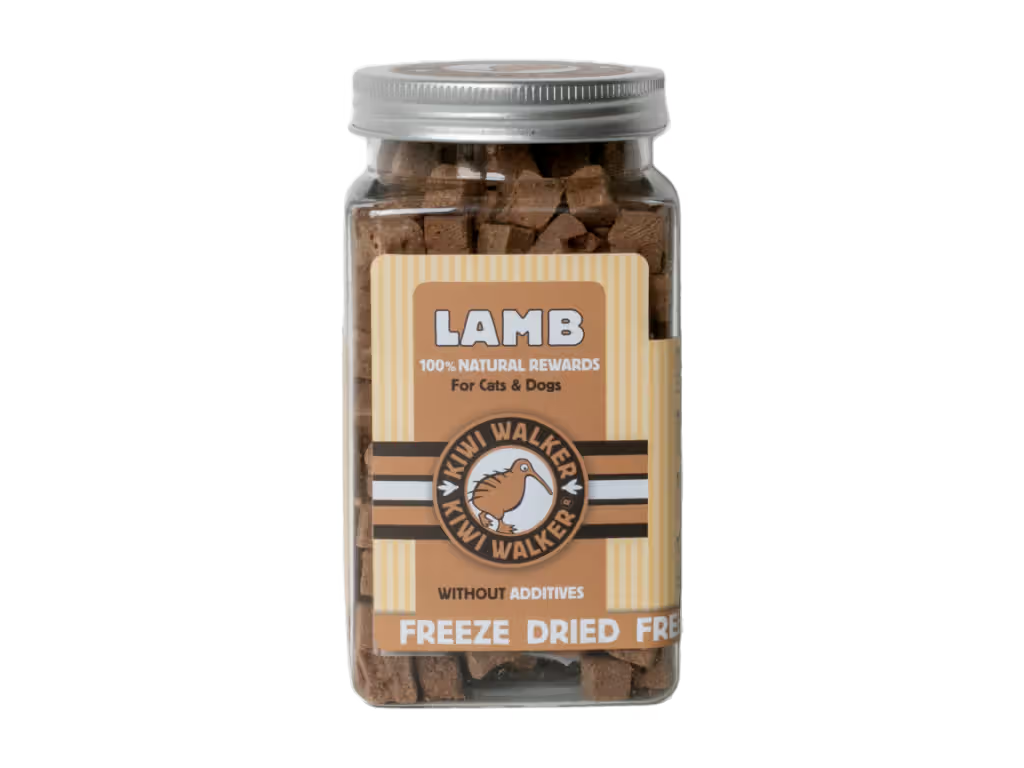 Kiwi Walker Snack Lamb Square Jar Perro y Gato Cordero - Snack para perro y gato