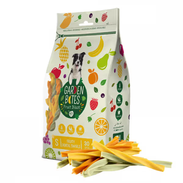 Garden Bites Fruity Dental Swirls Cão Fruta Grain-Free - Snack para cão