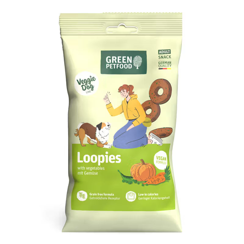 Green Petfood Loopies Cão Adulto Vegan Grain-Free - Snack para cão com alergias e tendência para excesso de peso