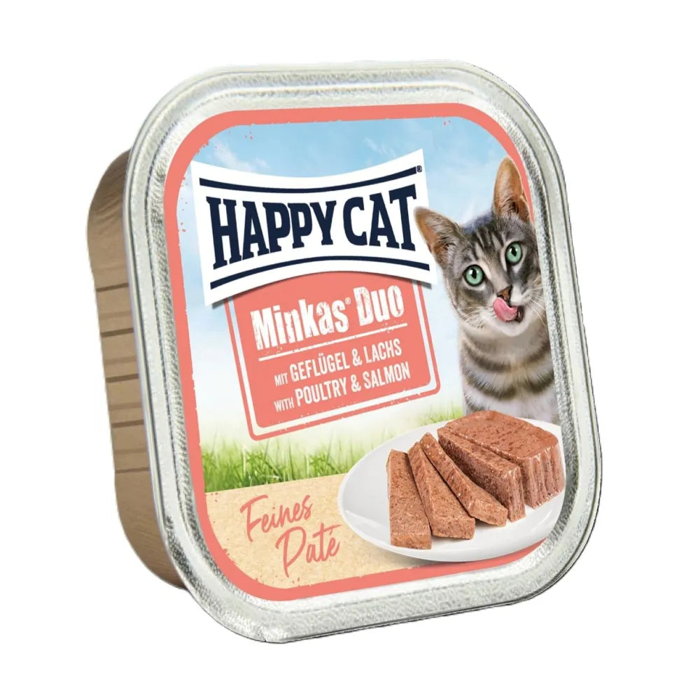 Happy Cat Minkas Duo Wet Cat Food Poultry & Salmon Pate | Wet (Terrine) | 100g