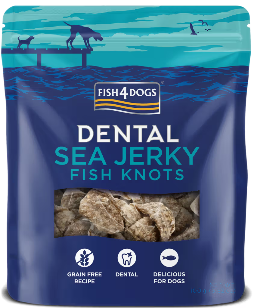 Fish4Pets Dental Sea Jerky Fish Knots Cão Peixe Branco - Snack para cão para saúde dentária e controlo de peso