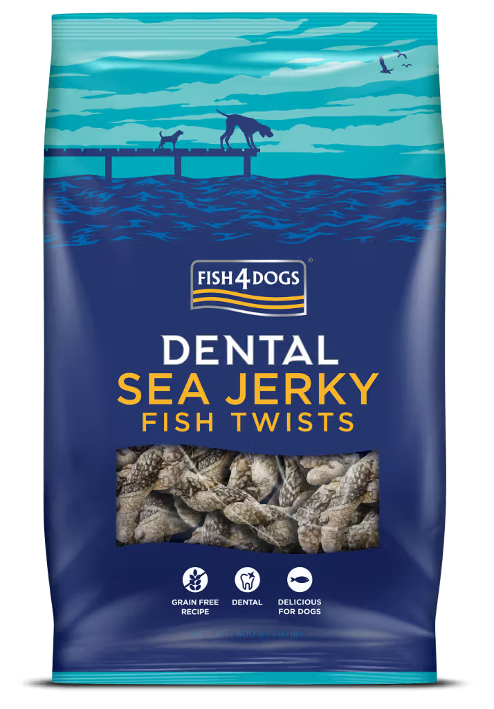 Fish4Pets Dental Sea Jerky Fish Twists Dog White Fish - Dog treat for weight management