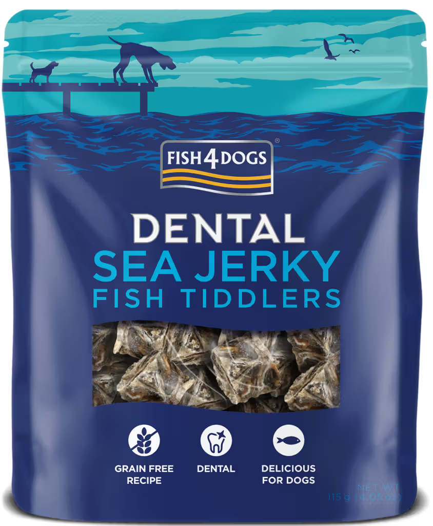 Fish4Pets Dental Sea Jerky Fish Tiddlers Cão Peixe Branco - Snack para cão para saúde dentária e controlo de peso