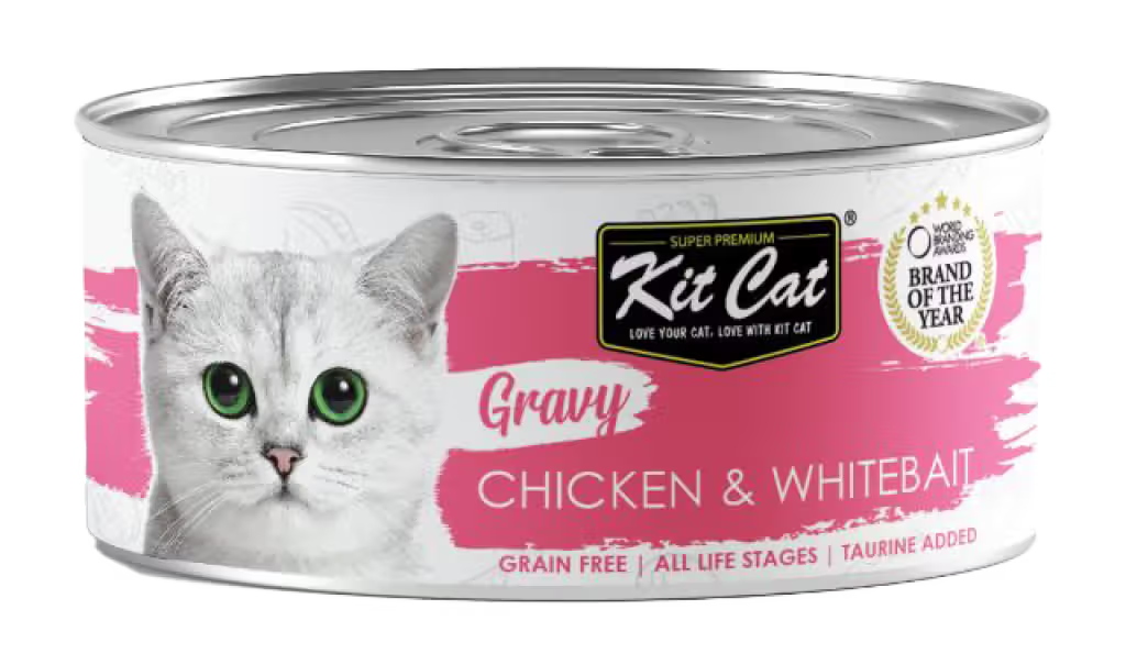 Kit Cat Gravy Gato Frango e Isca Branca Grain-Free - Ração húmida para gato