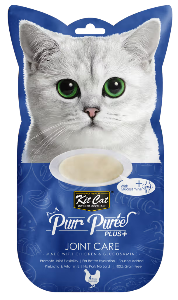 Kit Cat Purr Puree Plus+ Gato Pollo Grain-Free - Snack para gato para soporte articular