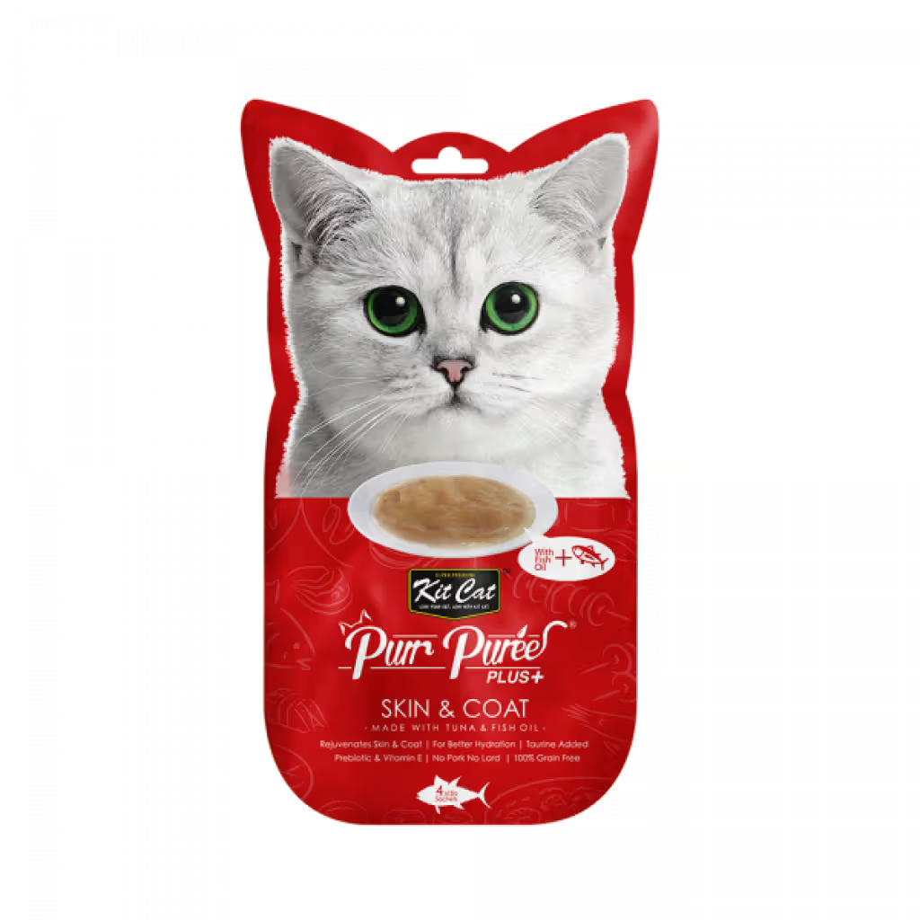 Kit Cat Purr Puree Plus+ Gato Grain-Free Atún y Aceite de Pescado - Comida húmeda para gato