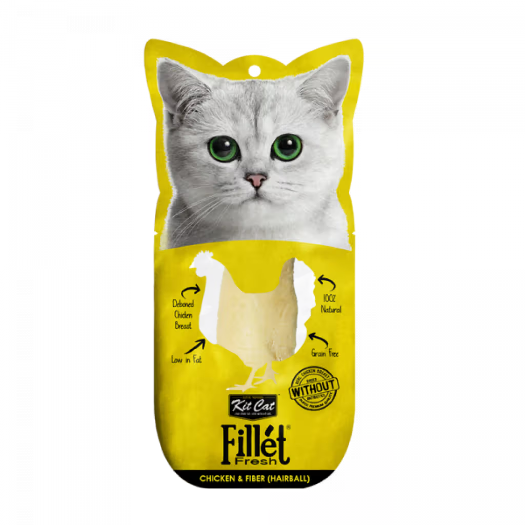 Kit Cat Fillet Fresh Gato Pollo y Fibra Grain-Free - Comida húmeda para gato para control de bolas de pelo