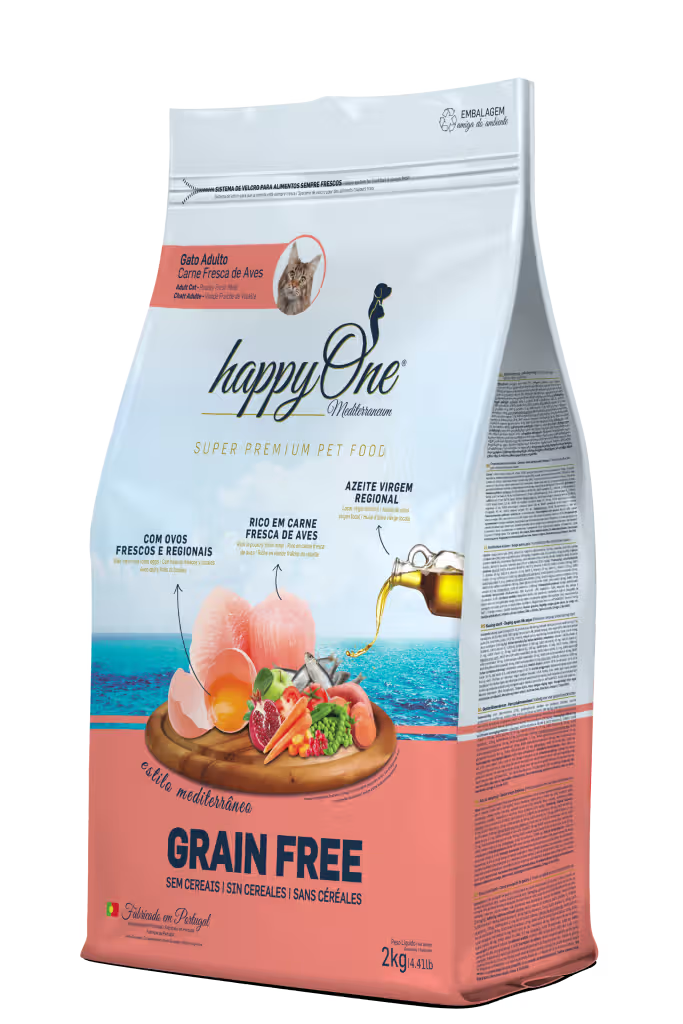 HappyOne Mediterraneum Gato Grain-Free Carne Fresca de Aves - Ração seca para gato