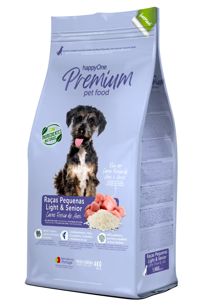 HappyOne Premium Perro Razas Pequeñas Light y Senior Aves - Pienso seco para perro para control de peso