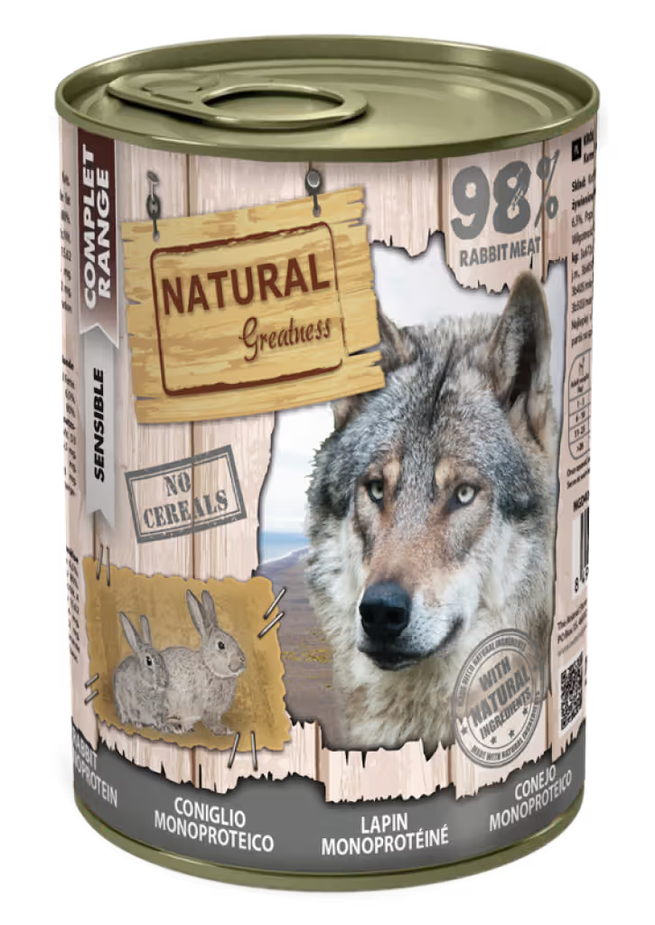 Natural Greatness Complet Sensible Monoprotein Perro Conejo - Comida húmeda para perro