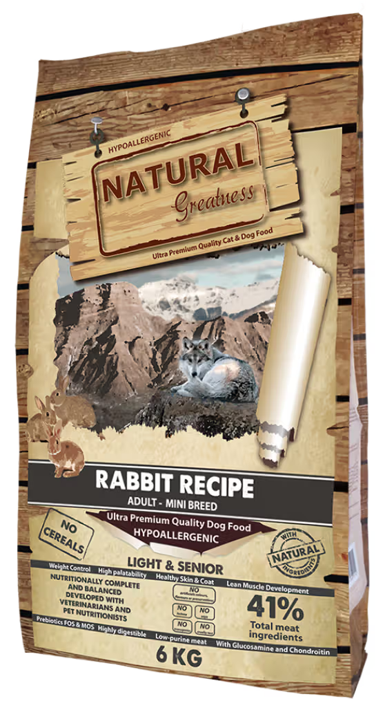 Natural Greatness Light & Senior Mini Rabbit Dog Grain-Free - Dry food for overweight dogs