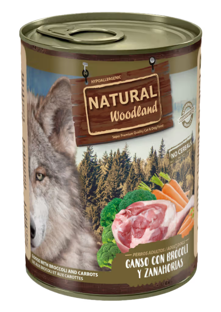 Natural Woodland Cão Ganso, Brócolos e Cenouras Grain-Free - Ração húmida para cão