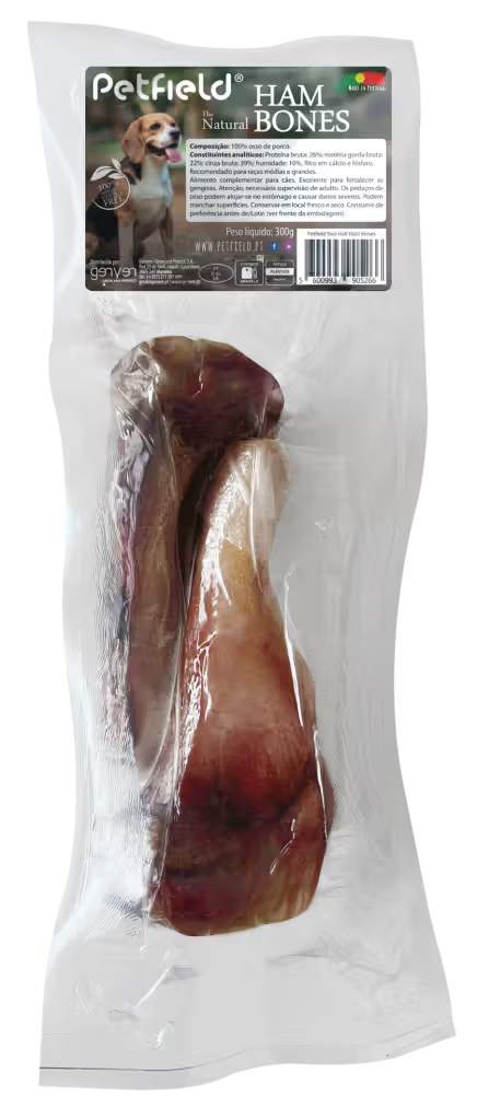 Petfield Classic The Natural Ham Bones Half Ham Bones Perro Cerdo - Snack para perro