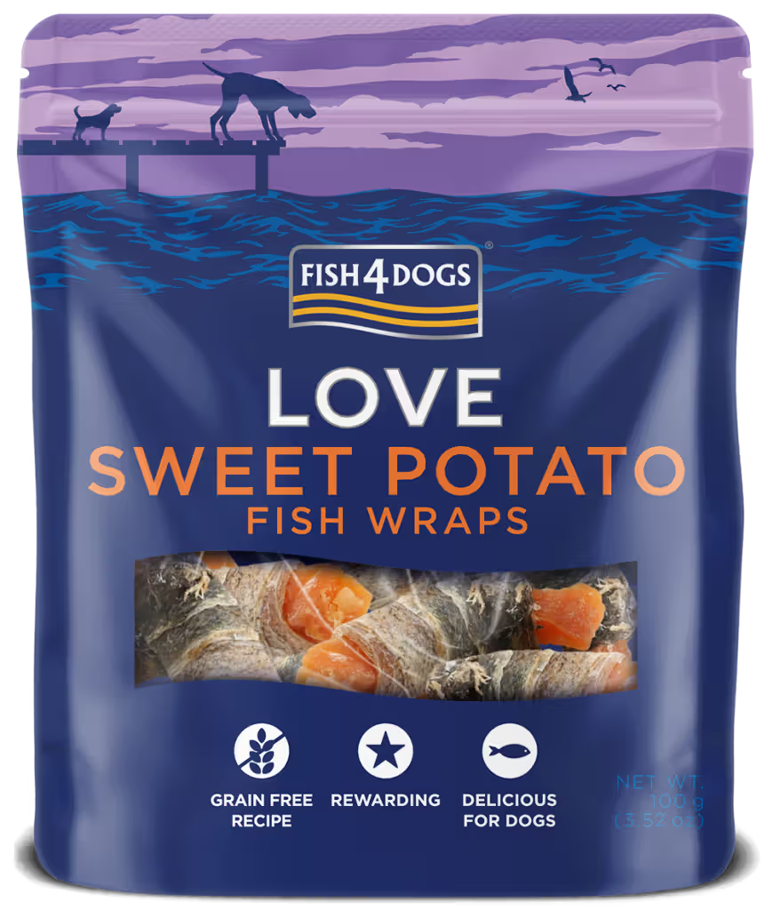 Fish4Pets Love Sweet Potato Fish Wraps Perro Pescado Blanco y Boniato - Snack para perro