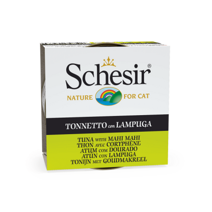 Alimento Húmido para Gatos Schesir Cat Atum com Mahi Mahi em Gelatina | Wet (Lata) | 14 x 85 g
