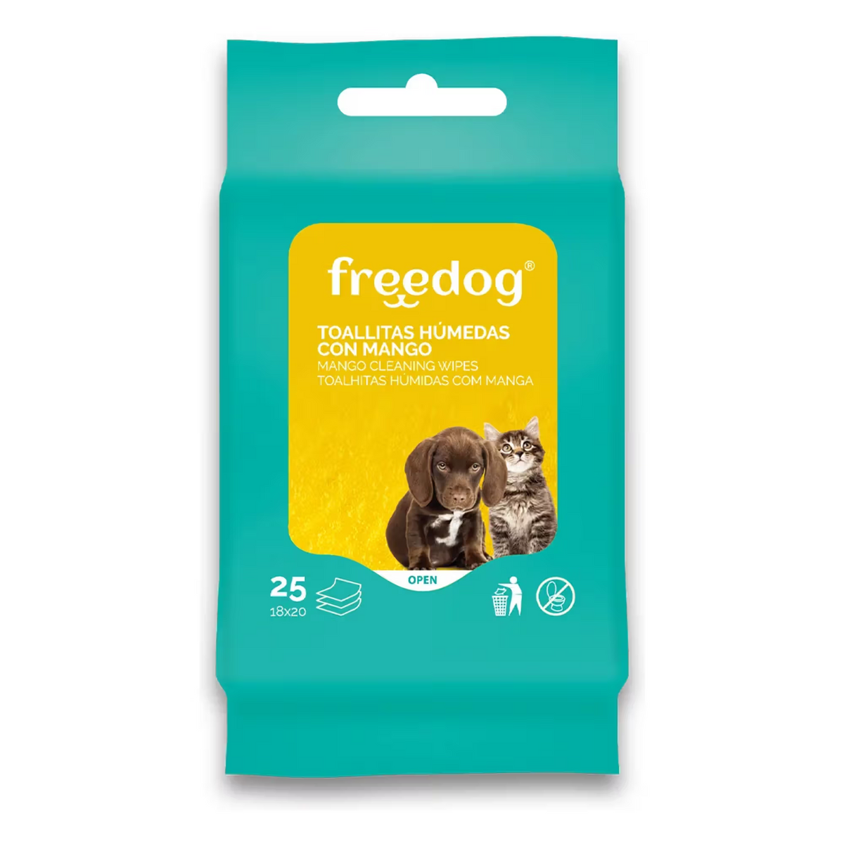 FREEDOG TOALLITAS HUMEDAS MANGO POCKET - Toallitas húmedas para perro y gato