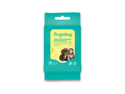 FREEDOG TOALLITAS HUMEDAS CITRONELA POCKET - Toallitas húmedas para perro y gato con citronela