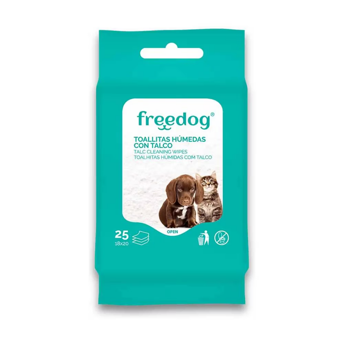 FREEDOG TOALLITAS HUMEDAS TALCO POCKET - Wet wipes for dogs and cats