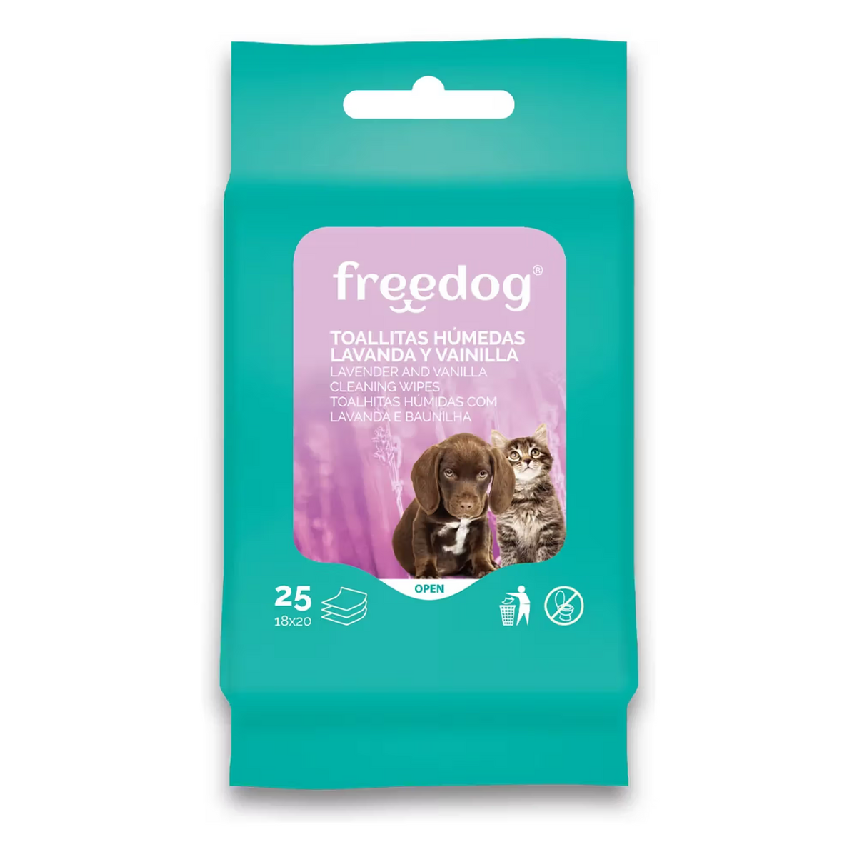 FREEDOG TOALLITAS HUMEDAS LAV/VAIN POCKET - Toalhitas húmidas para cão e gato