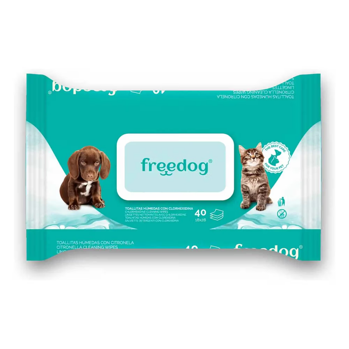 FREEDOG TOALLITAS HUMEDAS CLORHEXIDINA GRANDE - Wet wipes for dogs and cats for cleaning