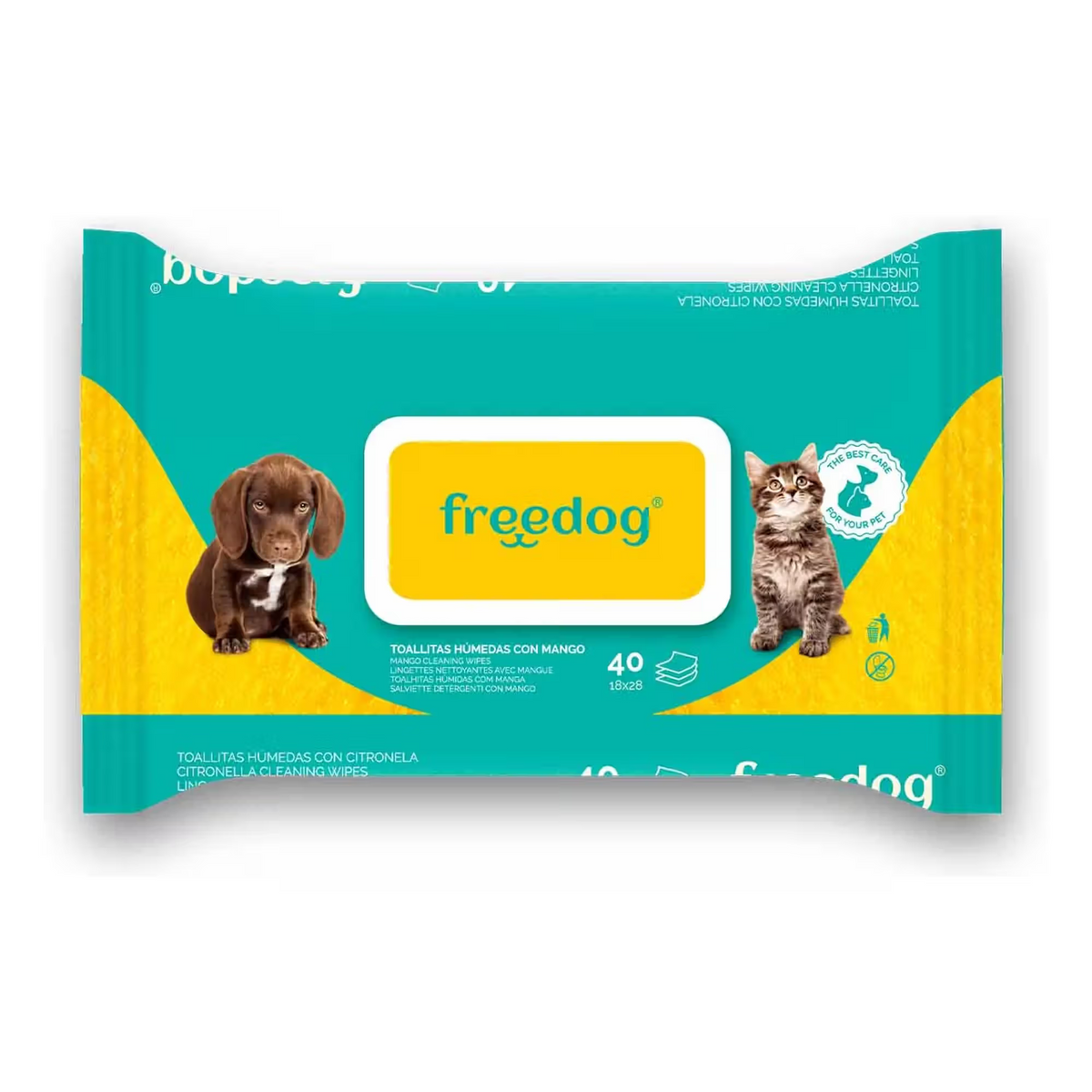 FREEDOG TOALLITAS HUMEDAS MANGO GRANDE - Wet wipes for dogs and cats