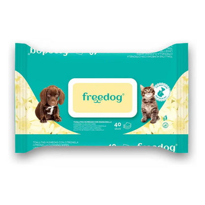 FREEDOG TOALLITAS HUMEDAS MANZANILLA GRANDE - Wet wipes for dogs and cats with chamomile