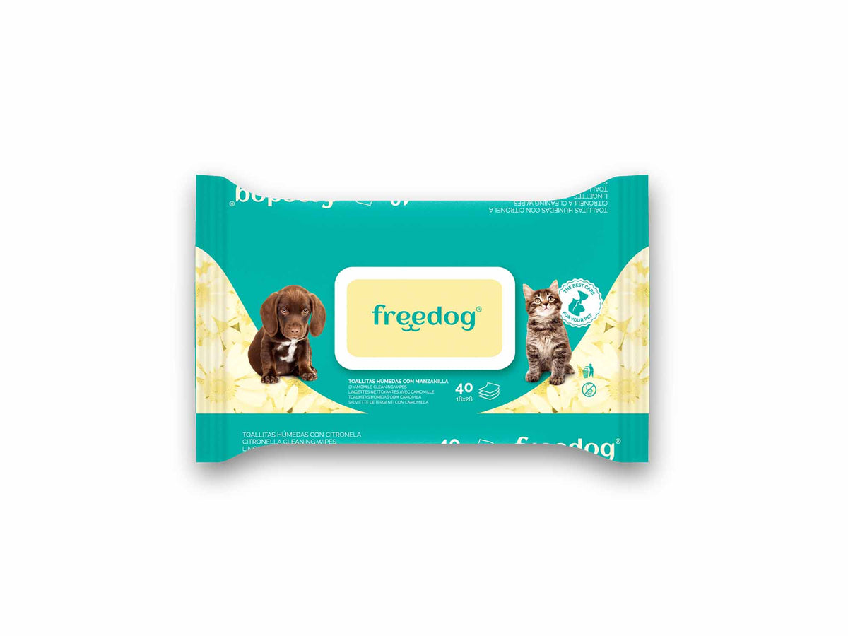 FREEDOG TOALLITAS HUMEDAS MANZANILLA GRANDE - Toallitas húmedas para perro y gato con manzanilla