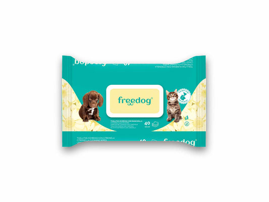 FREEDOG TOALLITAS HUMEDAS MANZANILLA GRANDE - Wet wipes for dogs and cats with chamomile