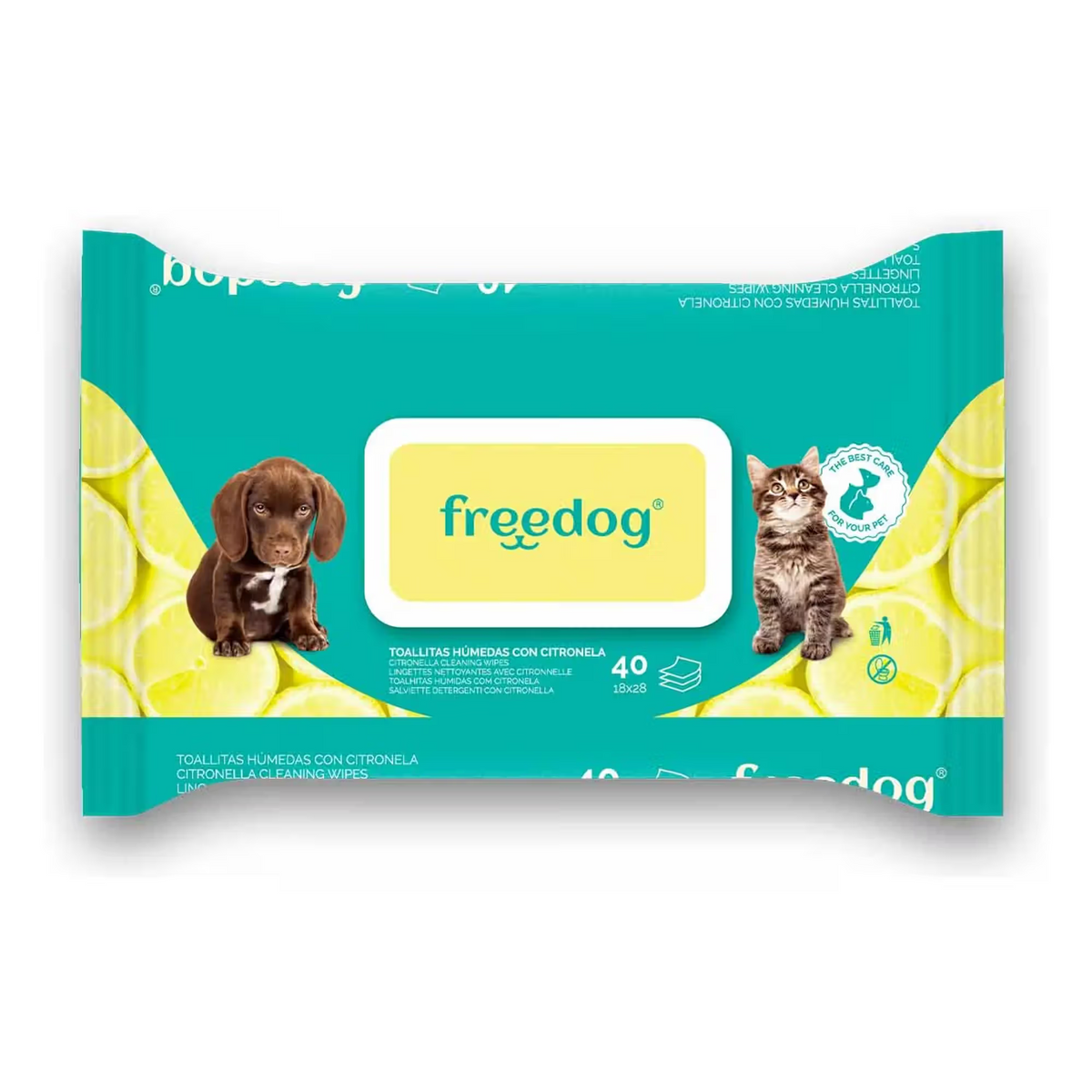 FREEDOG TOALLITAS HUMEDAS CITRONELA - Wet wipes for dogs and cats with citronella