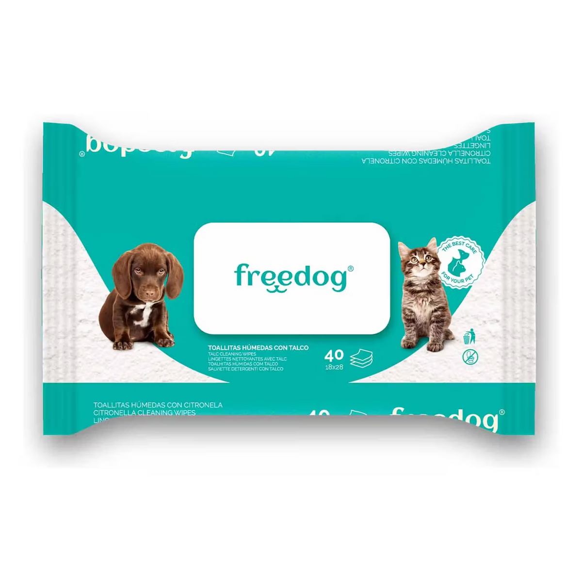 FREEDOG TOALLITAS HUMEDAS TALCO GRANDE - Toallitas húmedas para perro y gato con talco