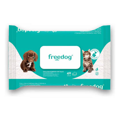 FREEDOG TOALLITAS HUMEDAS TALCO GRANDE - Toallitas húmedas para perro y gato con talco