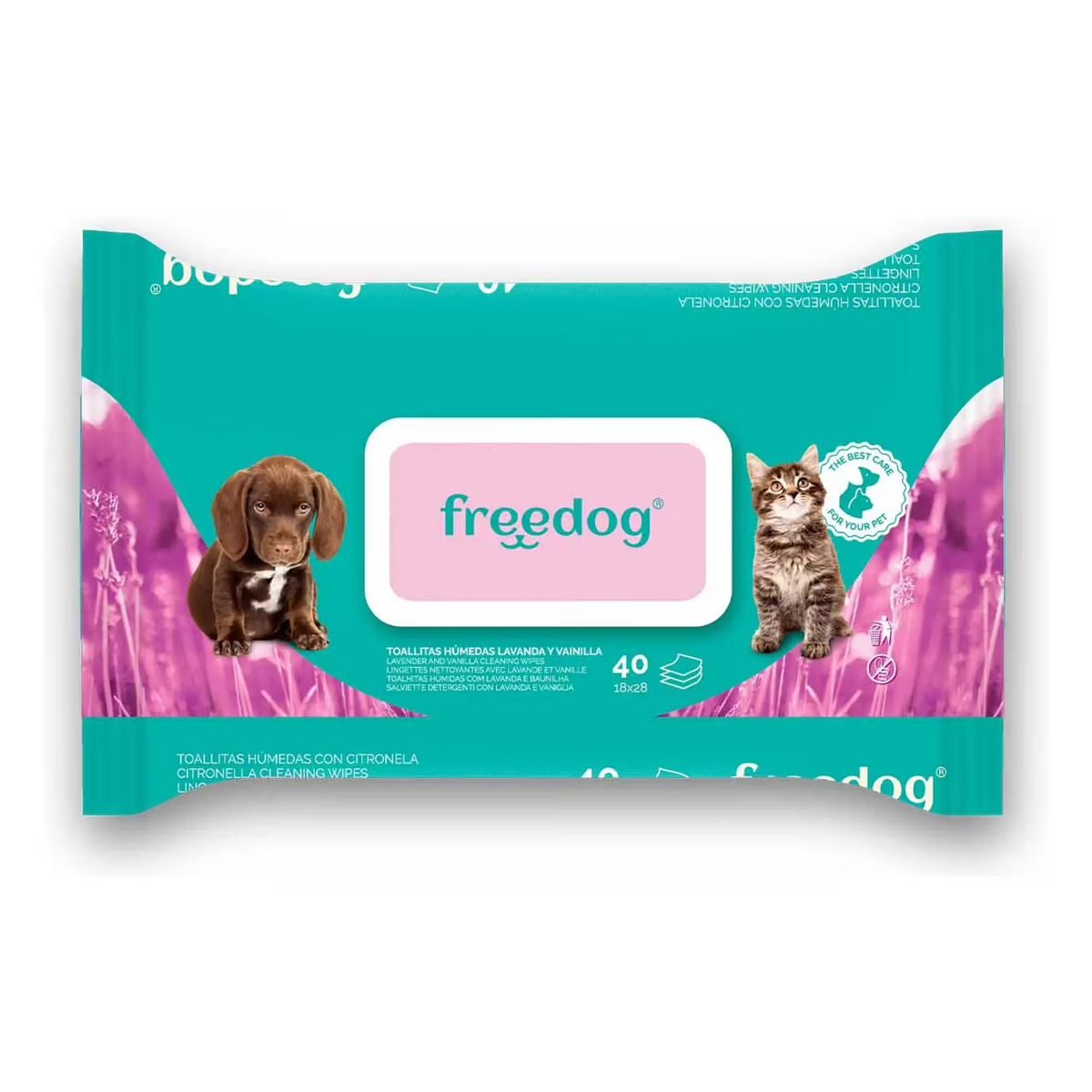 FREEDOG TOALLITAS HUMEDAS LAV/ VAINILLA - Wet wipes for dogs and cats for hygiene