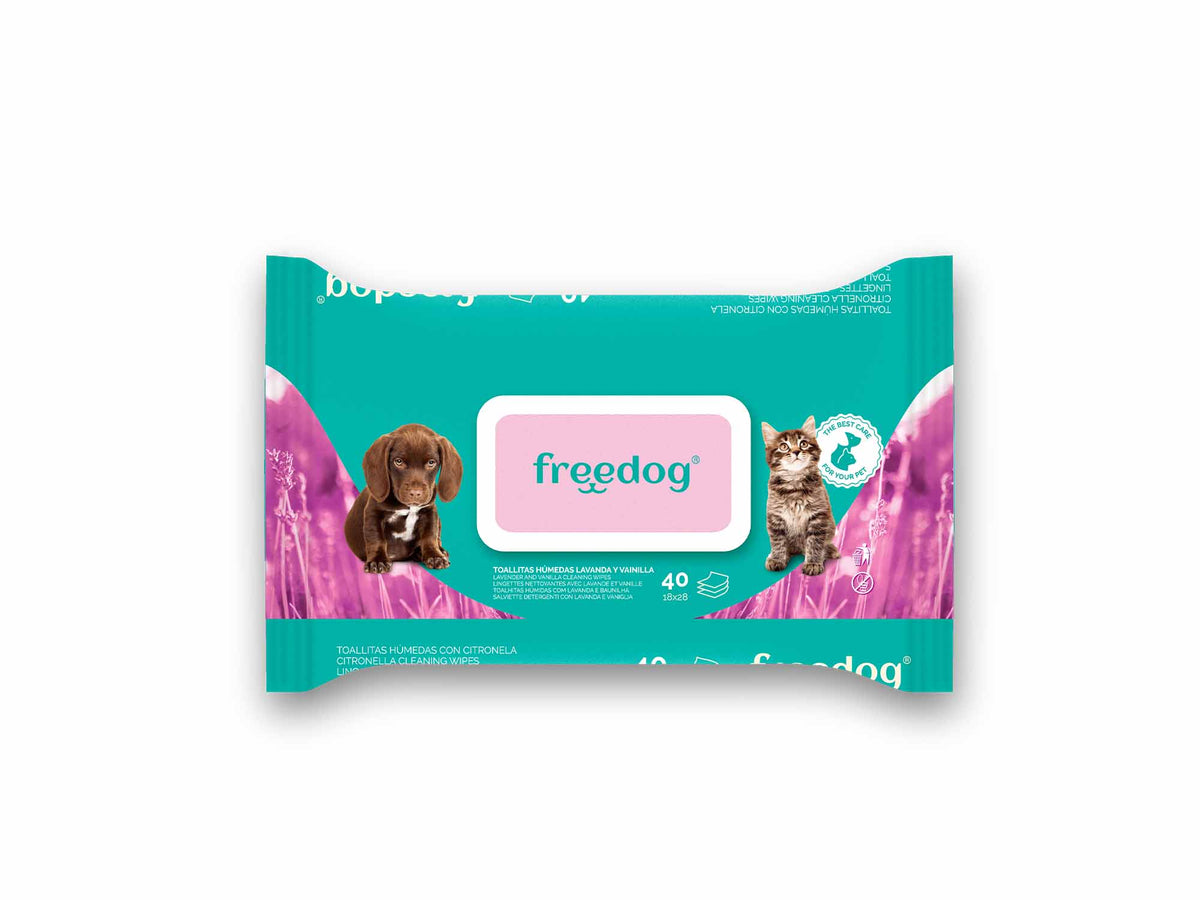 FREEDOG TOALLITAS HUMEDAS LAV/ VAINILLA - Toalhitas húmidas para cão e gato para higiene