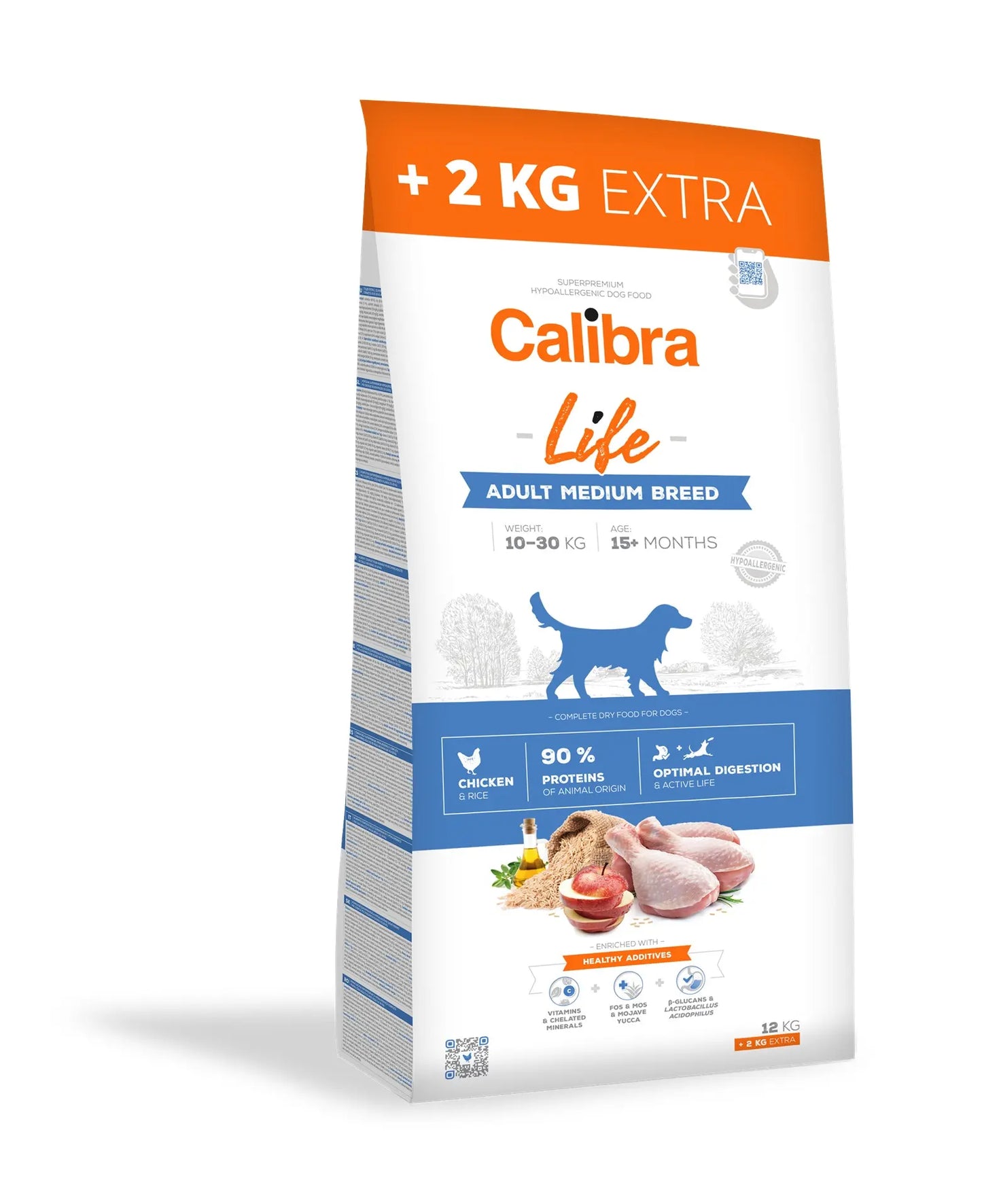 Calibra Cão Life Adulto Raça Média Frango +2Kg | 12Kg