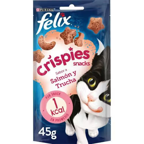 Felix Crispies Gato Salmão e Truta - Snack para gato