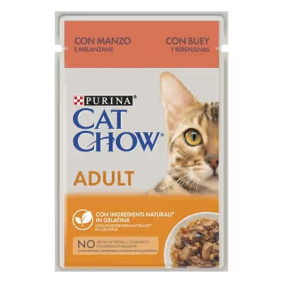 Cat Chow Gato Adulto Ternera y Berenjena - Comida húmeda para gato
