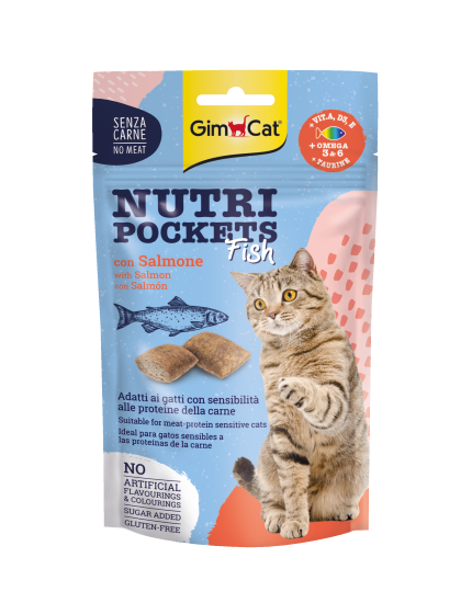GIMCAT NUTRI POCK PESCADO/SALMÓN | 12 X 60GR
