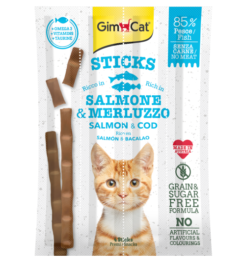 GIMCAT STICKS SALMÓN&BACALAO 4 UDS | 20GR