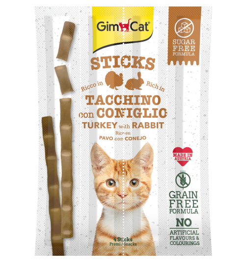 GIMCAT STICK PAVO&CONEJO 4 UDS