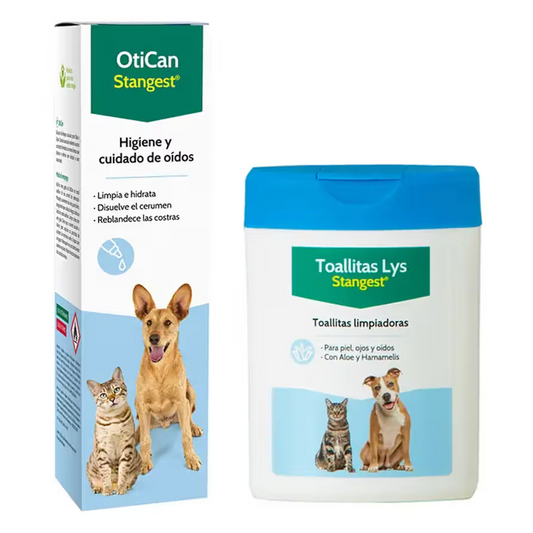 OTICAN OIDOS + TOALLITAS - Solución limpiadora auricular para perro y gato