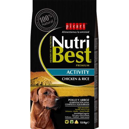 Picart Nutribest High Premium Activity Cão Adulto - Frango e Arroz