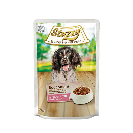 STUZZY POUCH DOG CHUNKS HAM | 24 X 100G