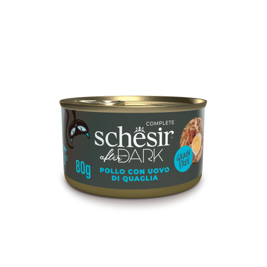 SCHESIR AFTER DARK WET CAT FOOD CHICKEN/QUAIL EGG FILLETS | 12 X 80G