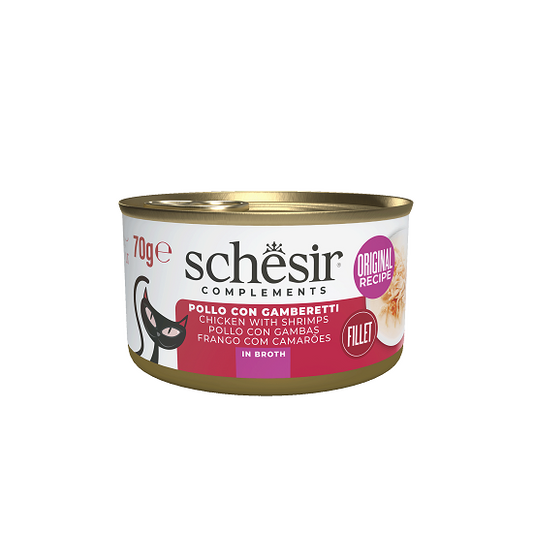 SCHESIR Wet Cat Food Chicken/Prawns in Broth | 70g